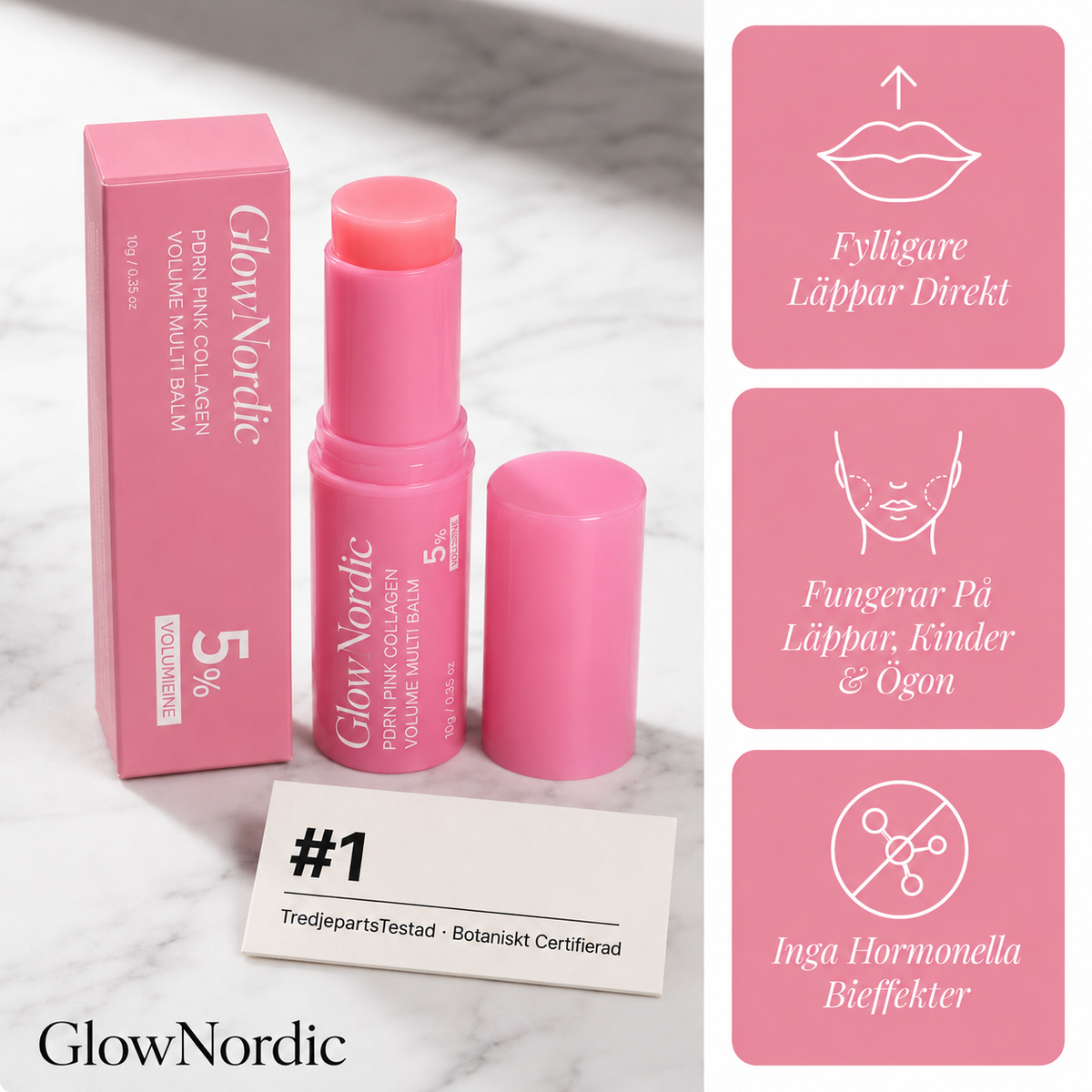 PDRN Collagen Balm Stick — Mot rynkor, linjer & slapp hud GlowNordic